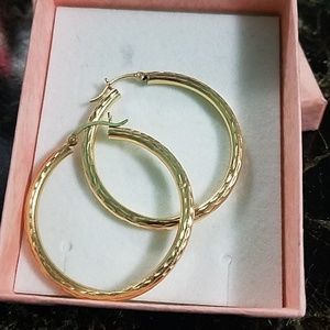 14 k  Yellow Gold Hoop Earrings